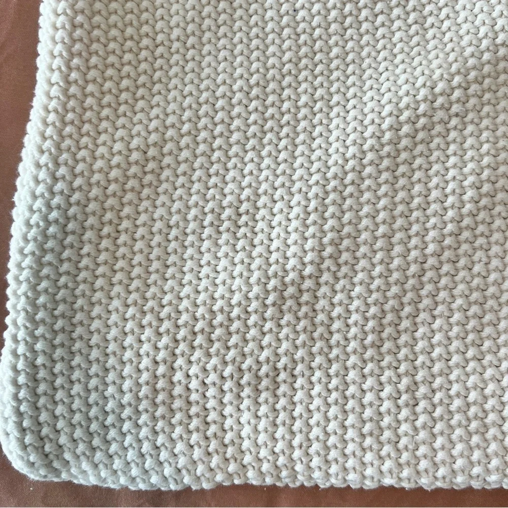 Pottery Barn Cream Needle Waffle Weave Pillow Covers (2) 26x26”